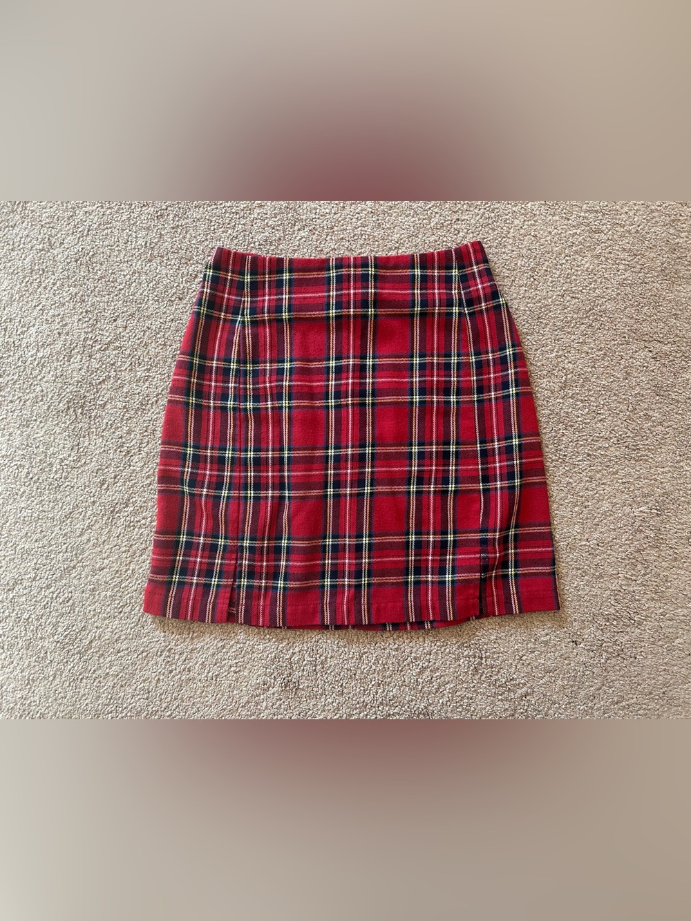 Brandy Melville Red Plaid Mini Skirt